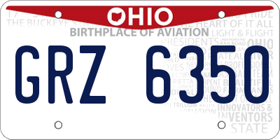 OH license plate GRZ6350