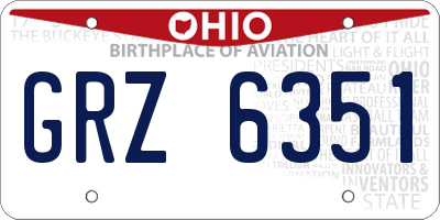OH license plate GRZ6351
