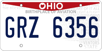 OH license plate GRZ6356