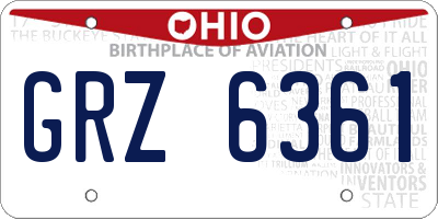 OH license plate GRZ6361