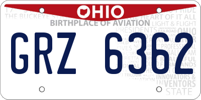 OH license plate GRZ6362