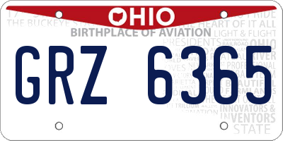 OH license plate GRZ6365