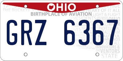 OH license plate GRZ6367