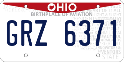 OH license plate GRZ6371