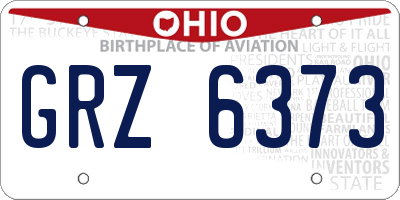 OH license plate GRZ6373