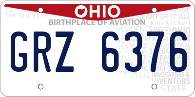 OH license plate GRZ6376