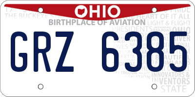 OH license plate GRZ6385
