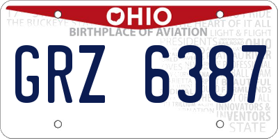 OH license plate GRZ6387