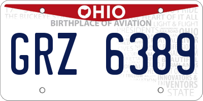 OH license plate GRZ6389