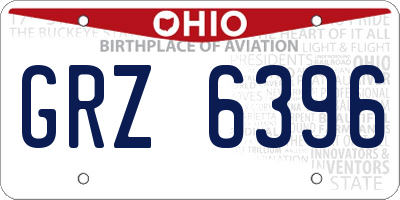 OH license plate GRZ6396