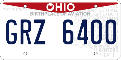 OH license plate GRZ6400