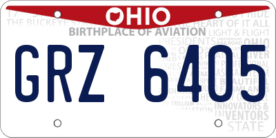 OH license plate GRZ6405