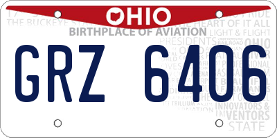 OH license plate GRZ6406