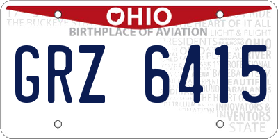 OH license plate GRZ6415