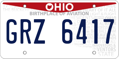 OH license plate GRZ6417