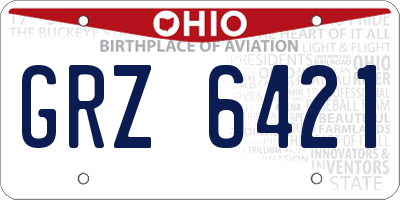 OH license plate GRZ6421