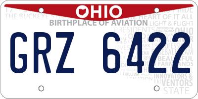 OH license plate GRZ6422