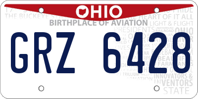 OH license plate GRZ6428