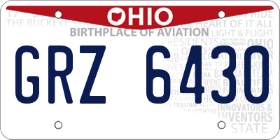 OH license plate GRZ6430