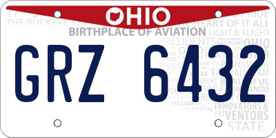 OH license plate GRZ6432