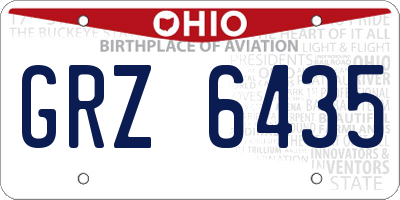OH license plate GRZ6435
