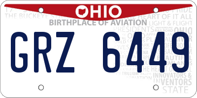 OH license plate GRZ6449