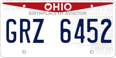 OH license plate GRZ6452