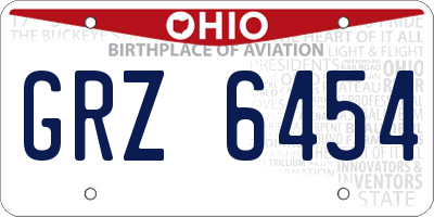 OH license plate GRZ6454