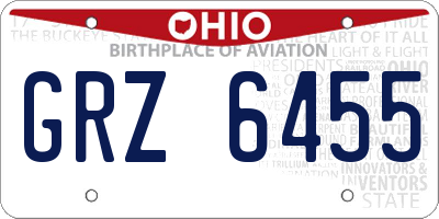 OH license plate GRZ6455