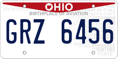 OH license plate GRZ6456
