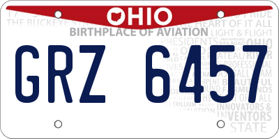 OH license plate GRZ6457