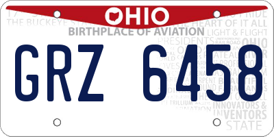 OH license plate GRZ6458