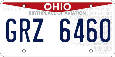 OH license plate GRZ6460