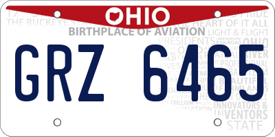OH license plate GRZ6465