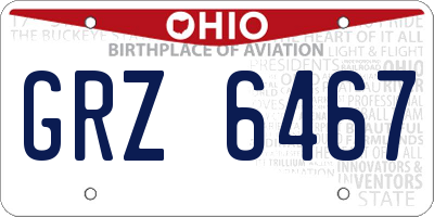 OH license plate GRZ6467