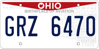 OH license plate GRZ6470