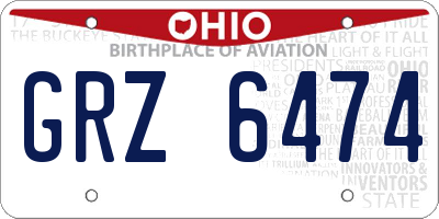 OH license plate GRZ6474