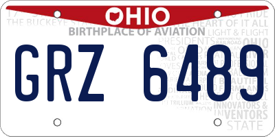 OH license plate GRZ6489