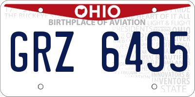 OH license plate GRZ6495