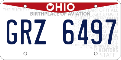 OH license plate GRZ6497