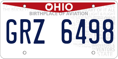 OH license plate GRZ6498