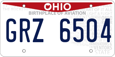 OH license plate GRZ6504
