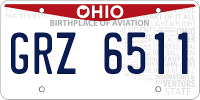 OH license plate GRZ6511