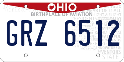 OH license plate GRZ6512