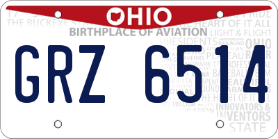 OH license plate GRZ6514