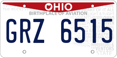 OH license plate GRZ6515