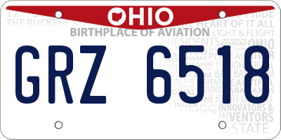 OH license plate GRZ6518