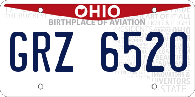 OH license plate GRZ6520