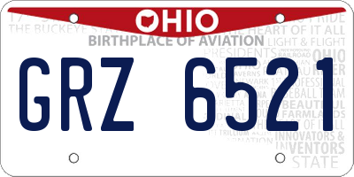 OH license plate GRZ6521