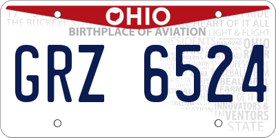 OH license plate GRZ6524